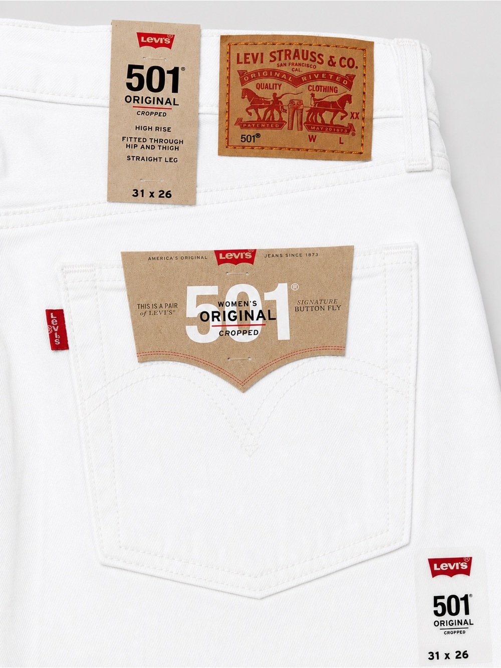 Levi’s 501 Cropped White Jeans Women’s Size 31 High Rise Straight Leg NWT - Picture 4 of 9